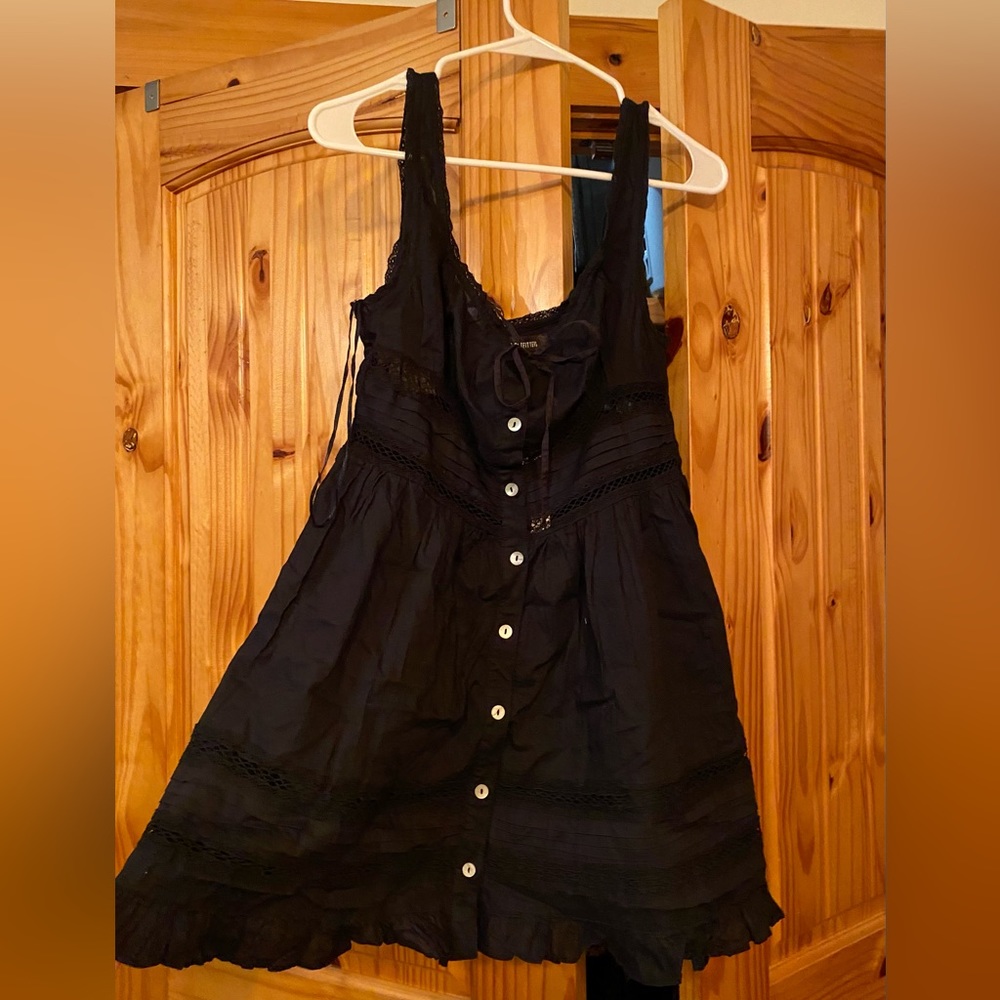 UO Angelina Lace-Inset Mini Dress Black